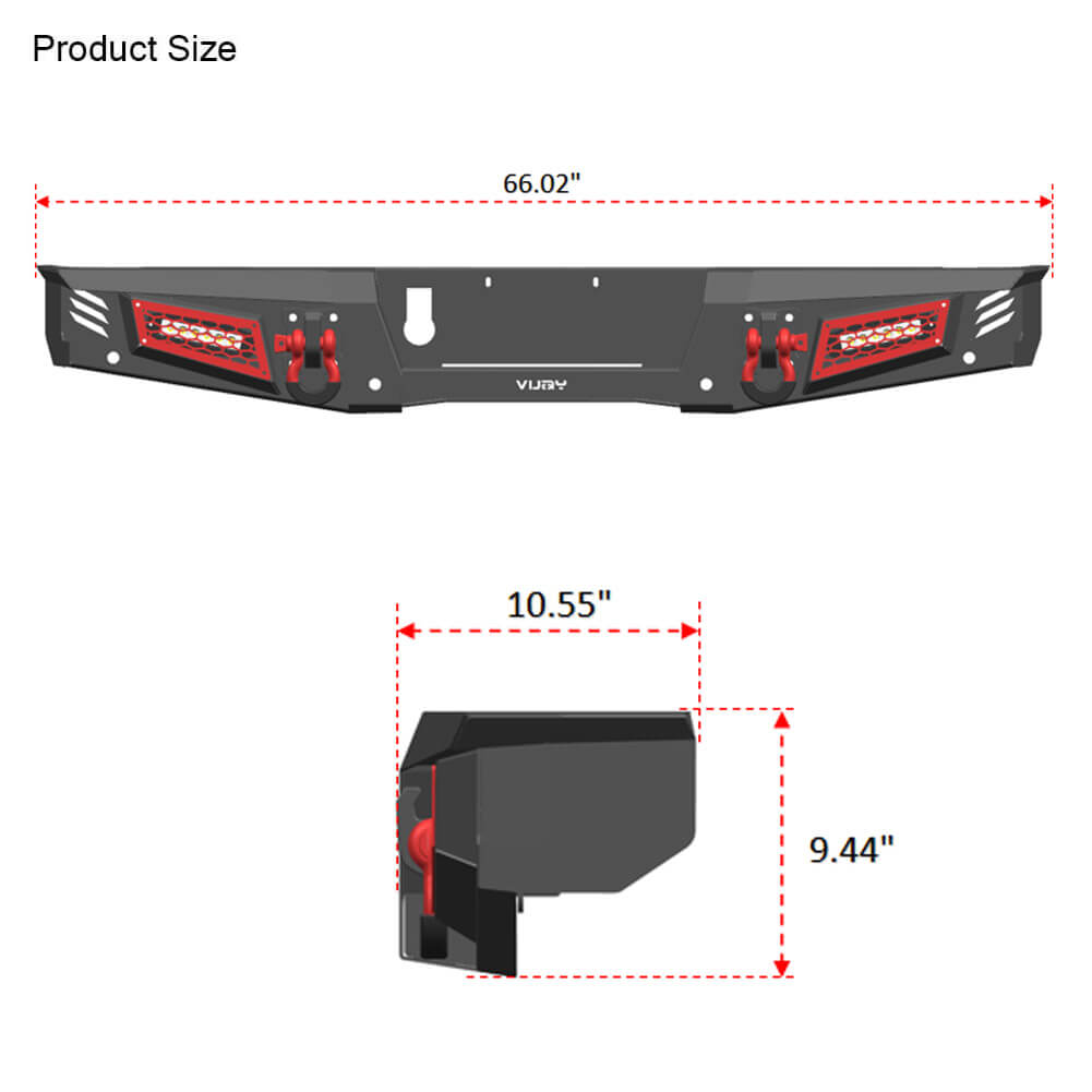 Vijay Front and Rear Bumper Fits 2020-2023 Jeep Gladiator JT