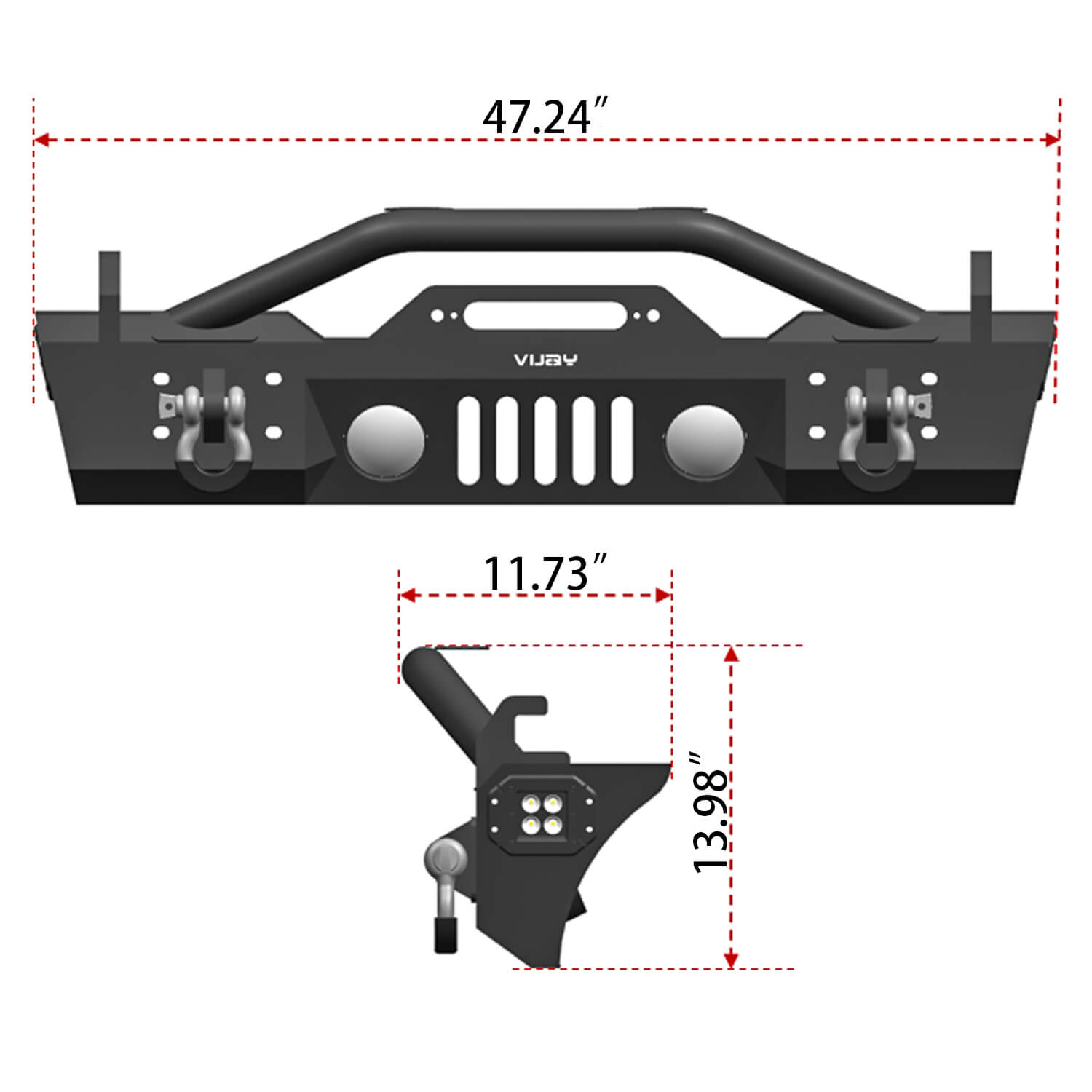 Vijay Front and Rear Bumper Fits 2020-2023 Jeep Gladiator JT