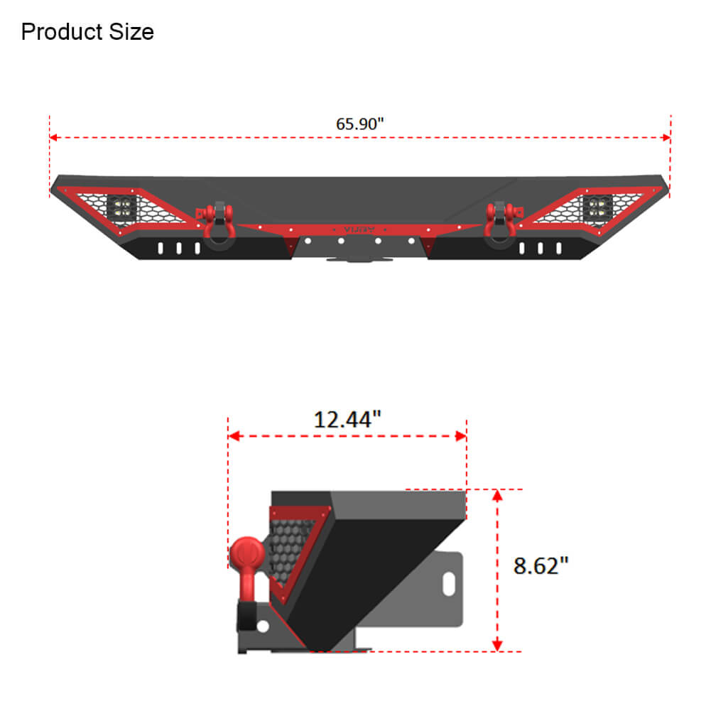 Vijay Rear Bumper Fits 2007-2018 Jeep Wrangler JK丨JKU