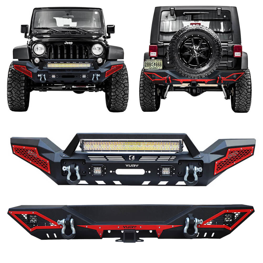 Vijay Front and Rear Bumper Fits 2007-2018 Jeep Wrangler JK/JKU