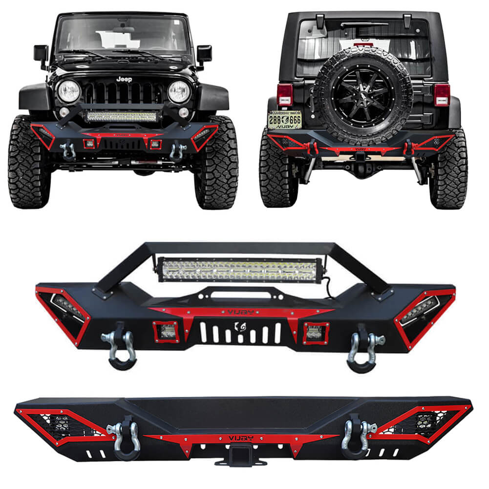 Vijay Front and Rear Bumper Fits 2007-2018 Jeep Wrangler JK/JKU