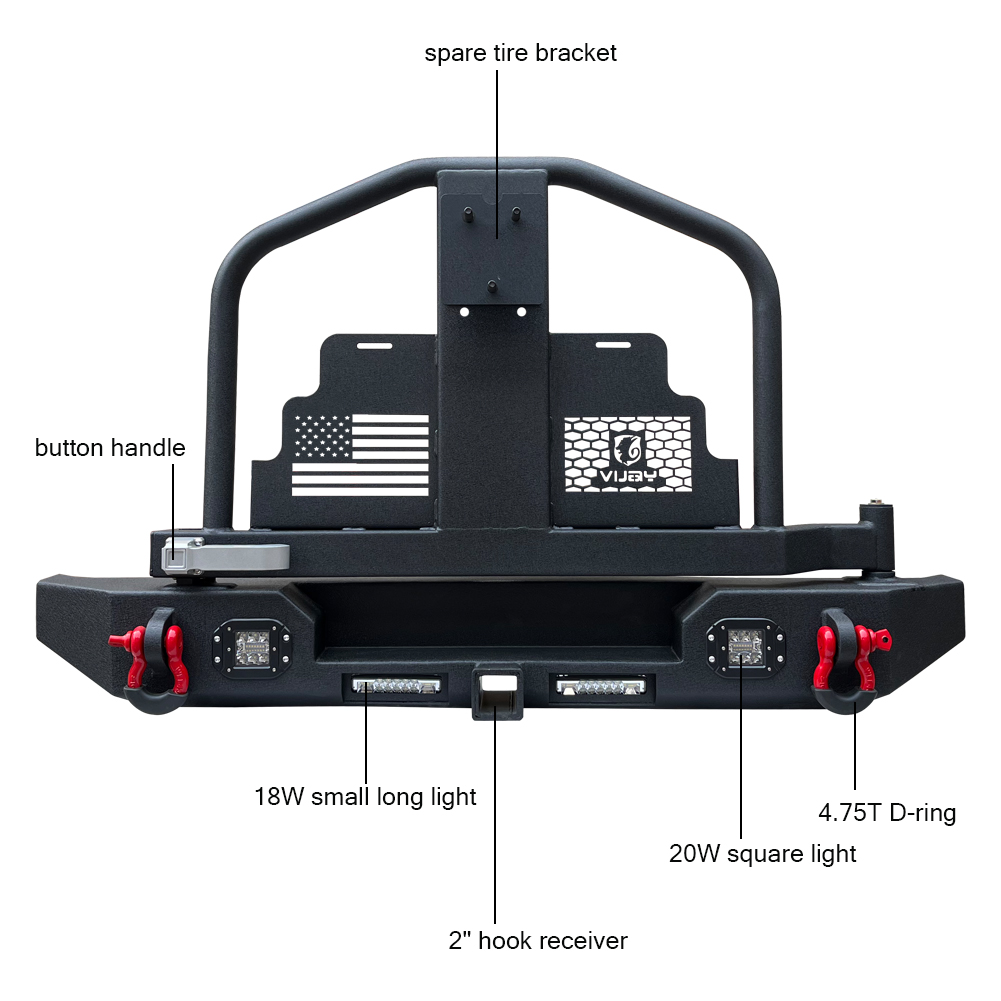 Vijay Rear Bumper Fits 1997-2006 Wrangler TJ