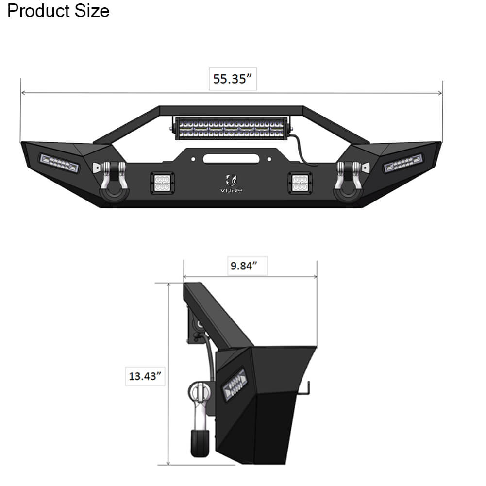 Vijay Front and Rear Bumper Fits 1997-2006 Wrangler TJ