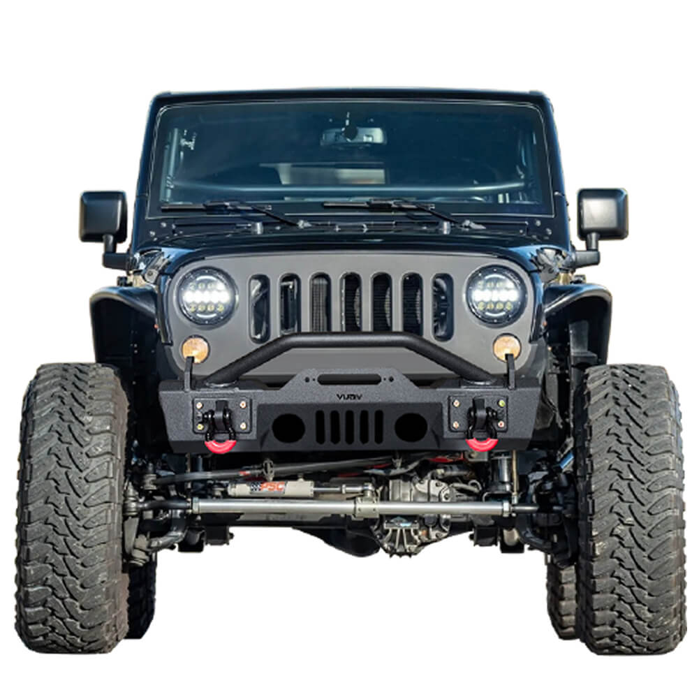 Vijay Front Bumper Fits 2007-2024 Jeep Wrangler JK/JKU/JL/JLU and 2020-2024 Jeep Gladiator JT