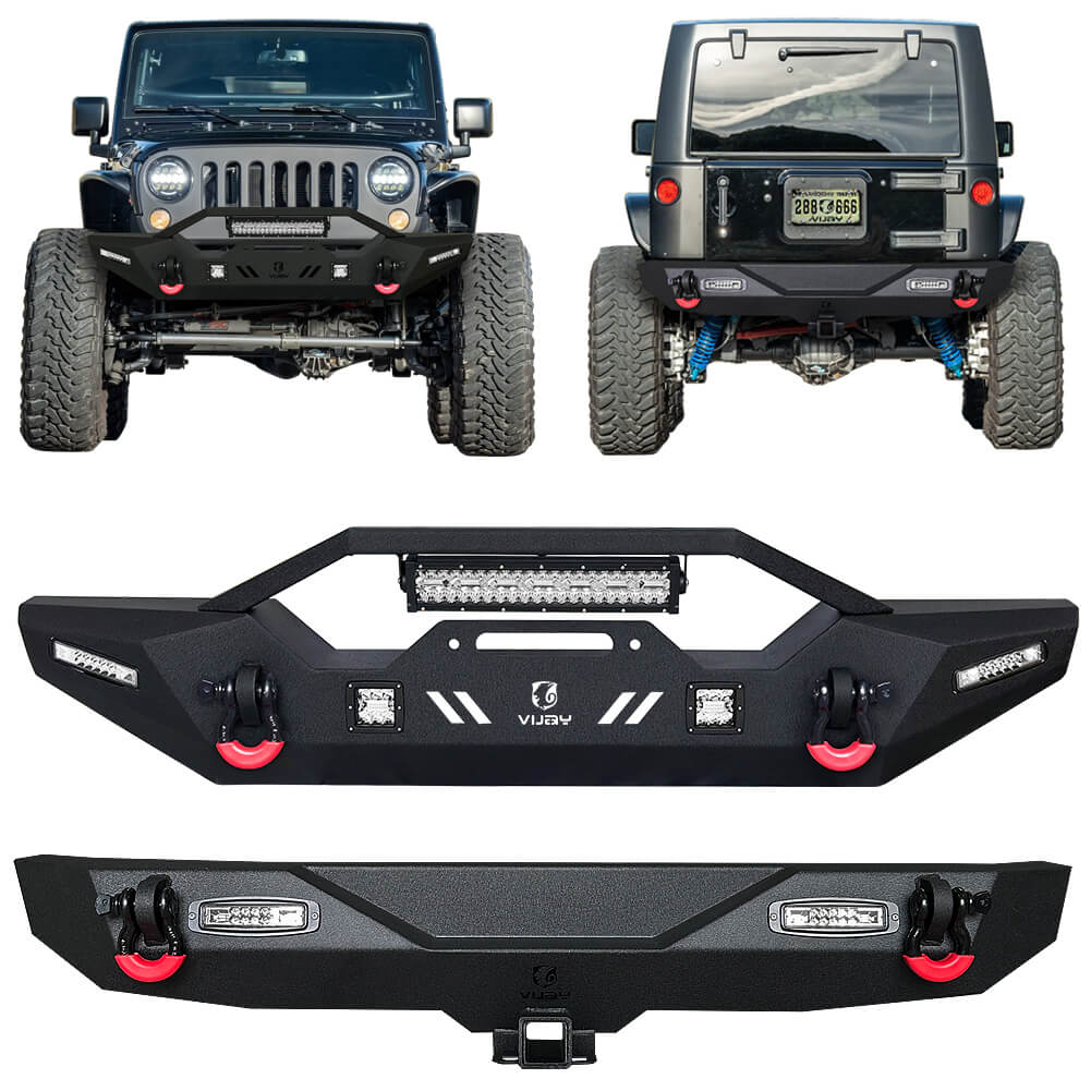 Vijay Front and Rear Bumper Fits 2007-2018 Jeep Wrangler JK/JKU