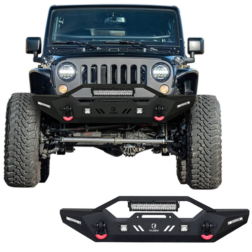 Vijay Front Bumper Fits 2007-2024 Jeep Wrangler JK/JKU/JL/JLU and 2020-2024 Jeep Gladiator JT