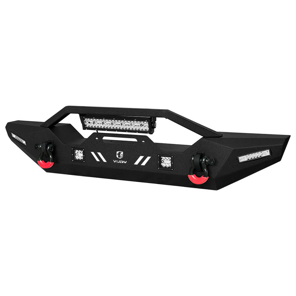 Vijay Front Bumper Fits 2007-2024 Jeep Wrangler JK/JKU/JL/JLU and 2020-2024 Jeep Gladiator JT