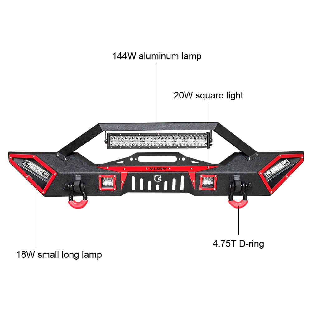 Vijay Front and Rear Bumper Fits 2007-2018 Jeep Wrangler JK/JKU