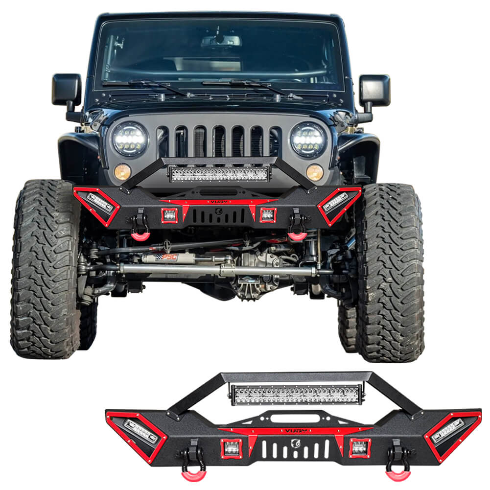 Vijay Front Bumper Fits 2007-2024 Jeep Wrangler JK/JKU/JL/JLU and 2020-2024 Jeep Gladiator JT