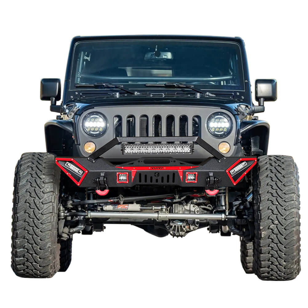 Vijay Front Bumper Fits 2007-2024 Jeep Wrangler JK/JKU/JL/JLU and 2020-2024 Jeep Gladiator JT