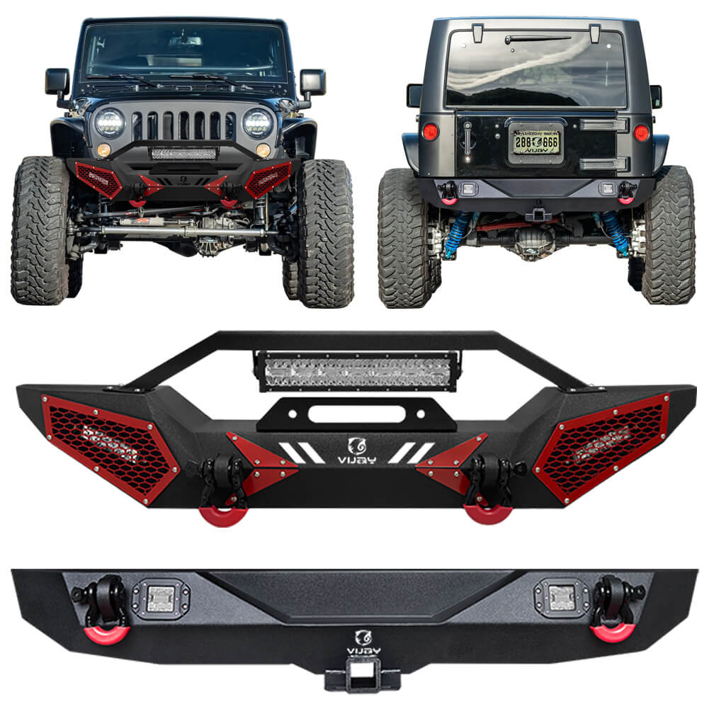 Vijay Front and Rear Bumper Fits 2007-2018 Jeep Wrangler JK/JKU