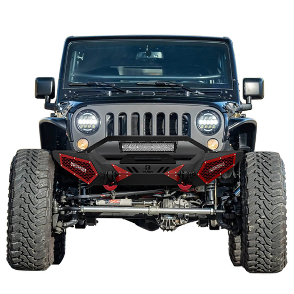 Vijay Front Bumper Fits 2007-2024 Jeep Wrangler JK/JKU/JL/JLU and 2020-2024 Jeep Gladiator JT