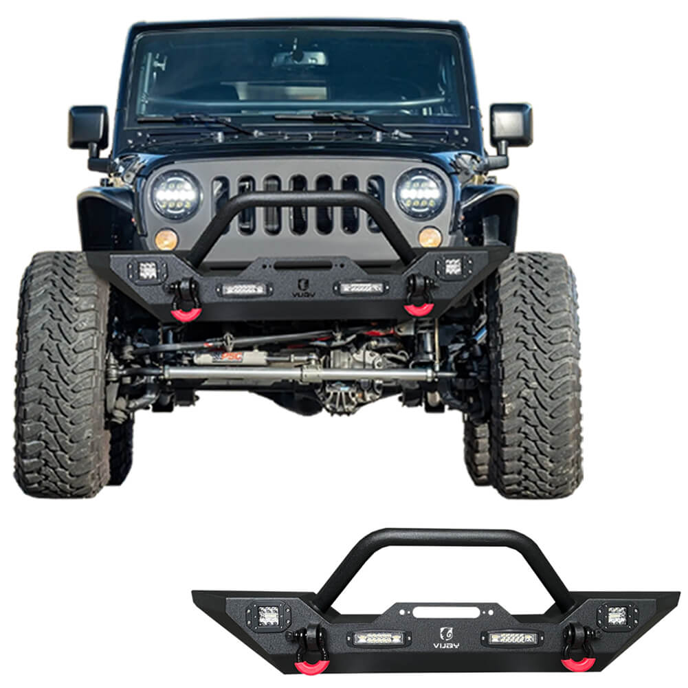 Vijay Front Bumper Fits 2007-2024 Jeep Wrangler JK/JKU/JL/JLU and 2020-2024 Jeep Gladiator JT