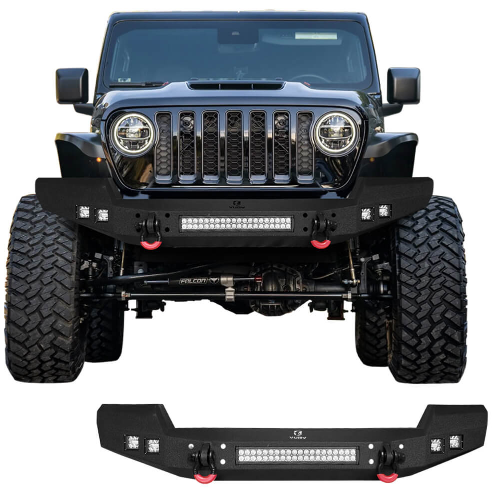 Vijay Front Bumper Fits 2007-2024 Jeep Wrangler JK/JKU/JL/JLU and 2020-2024 Jeep Gladiator JT