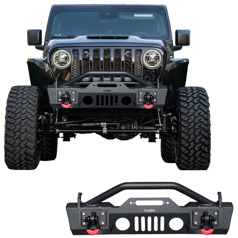 Vijay Front Bumper Fits 2007-2023 Jeep Wrangler JK/JKU/JL/JLU and 2020-2023 Jeep Gladiator JT