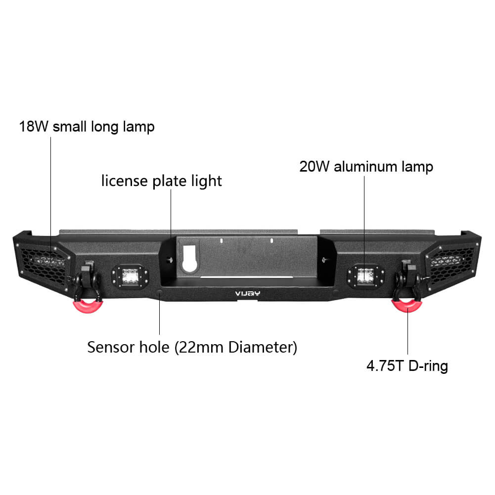 Vijay Rear Bumper Fits 2020-2024 Jeep Gladiator JT