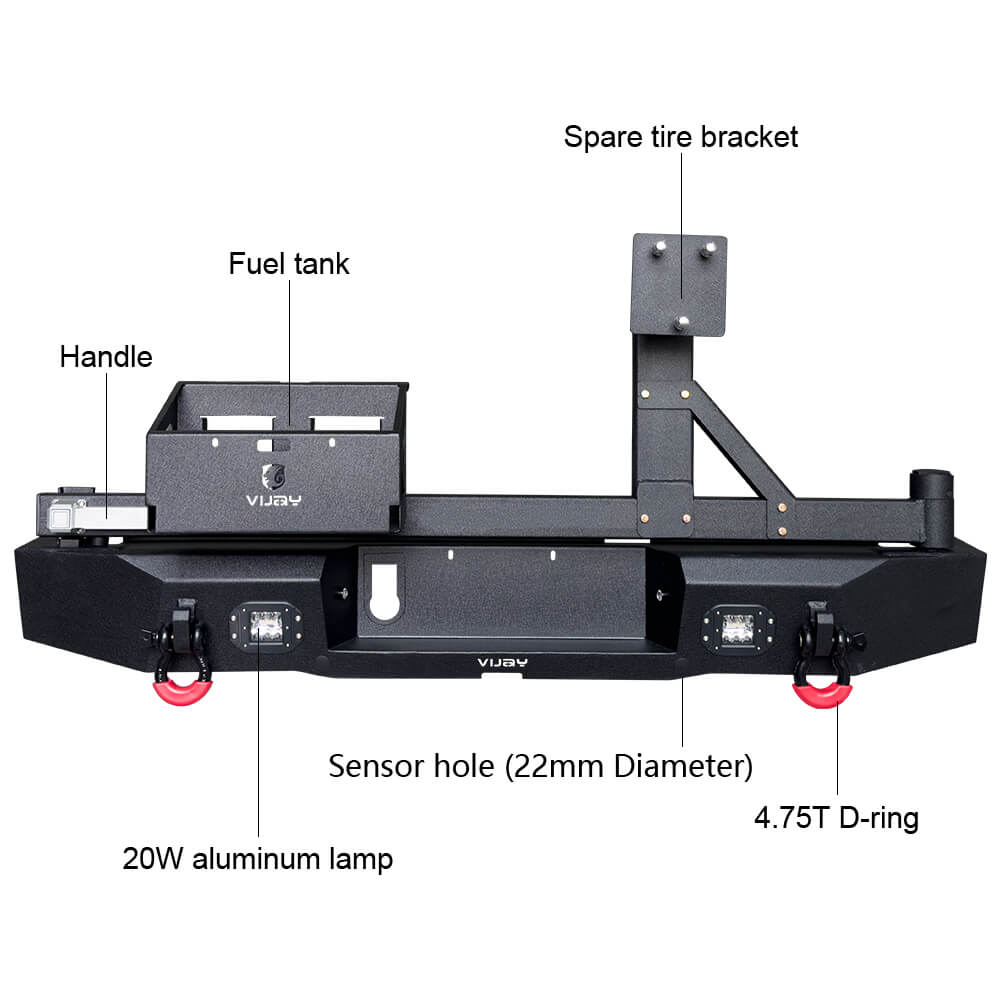 Vijay Rear Bumper Fits 2020-2024 Jeep Gladiator JT