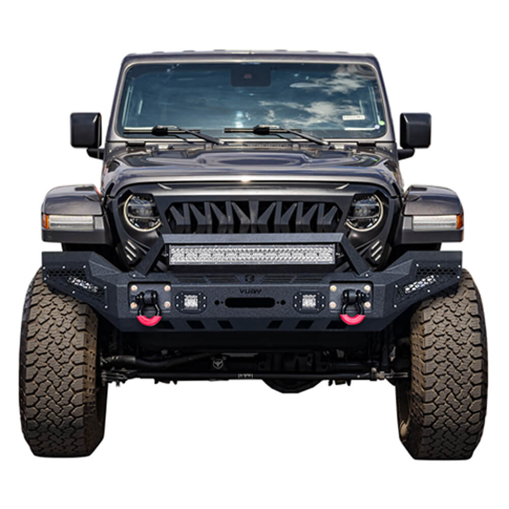 Vijay Front Bumper Fits 2007-2024 Jeep Wrangler JK/JKU/JL/JLU and 2020-2024 Jeep Gladiator JT