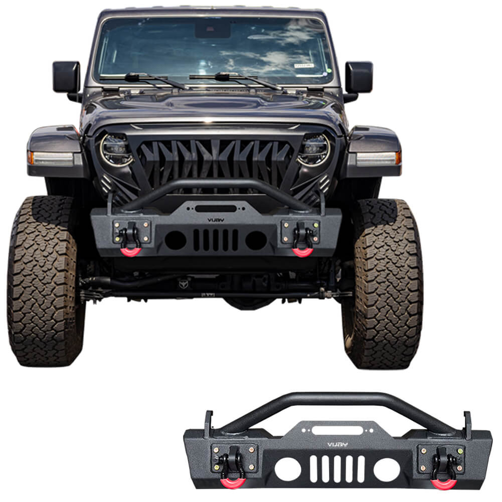 Vijay Front Bumper Fits 2007-2024 Jeep Wrangler JK/JKU/JL/JLU and 2020-2024 Jeep Gladiator JT