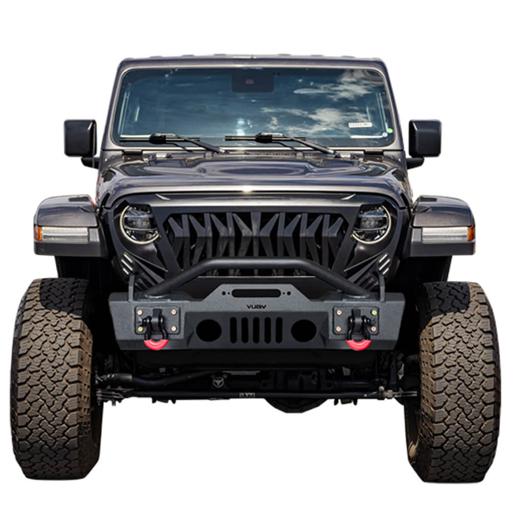 Vijay Front Bumper Fits 2007-2024 Jeep Wrangler JK/JKU/JL/JLU and 2020-2024 Jeep Gladiator JT