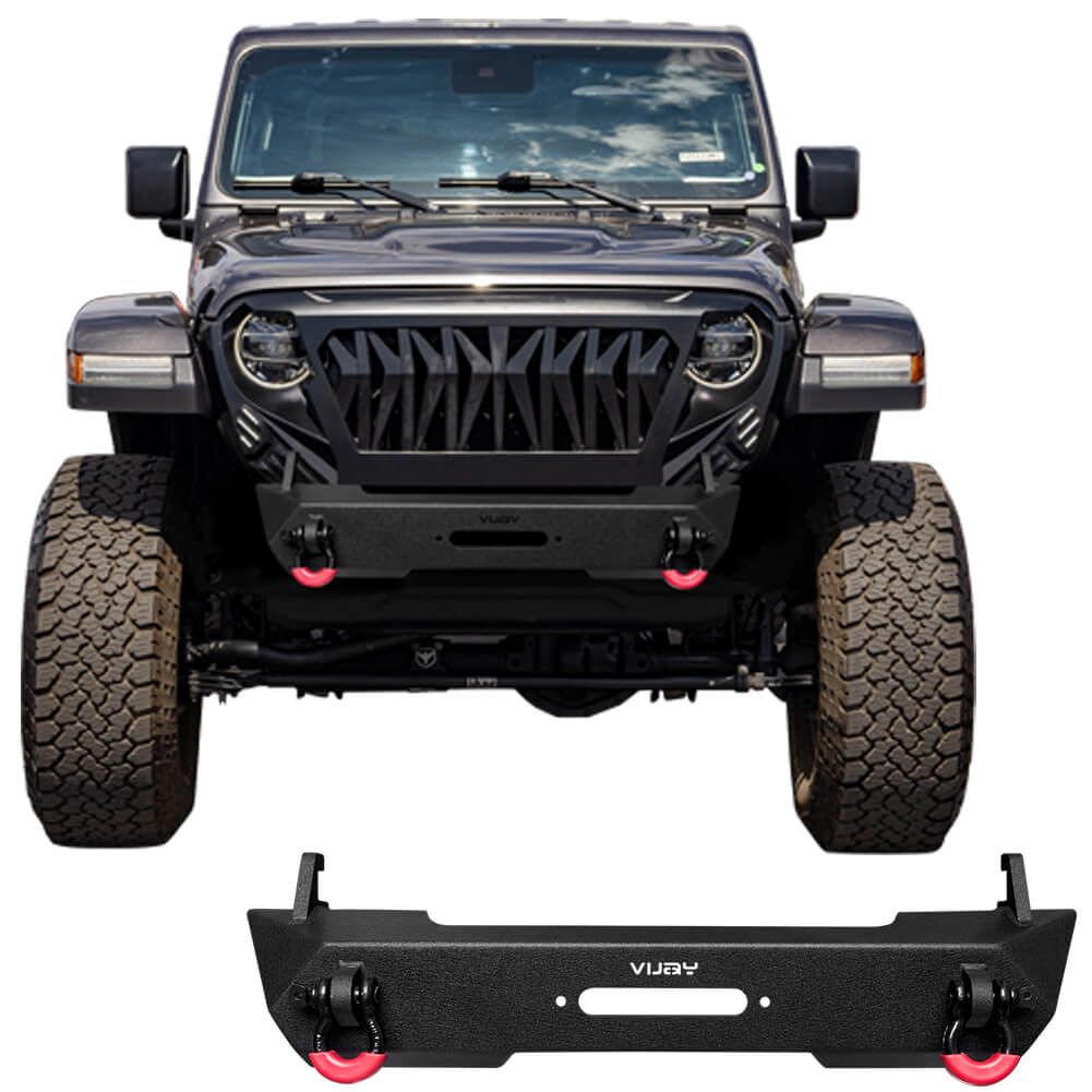 Vijay Front Bumper Fits 2007-2024 Jeep Wrangler JK/JKU/JL/JLU and 2020-2024 Jeep Gladiator JT