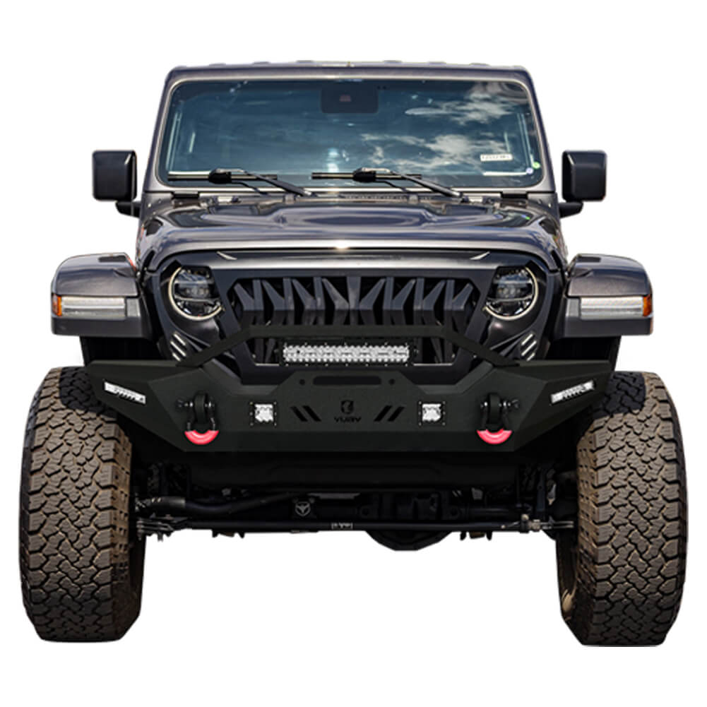 Vijay Front Bumper Fits 2007-2024 Jeep Wrangler JK/JKU/JL/JLU and 2020-2024 Jeep Gladiator JT