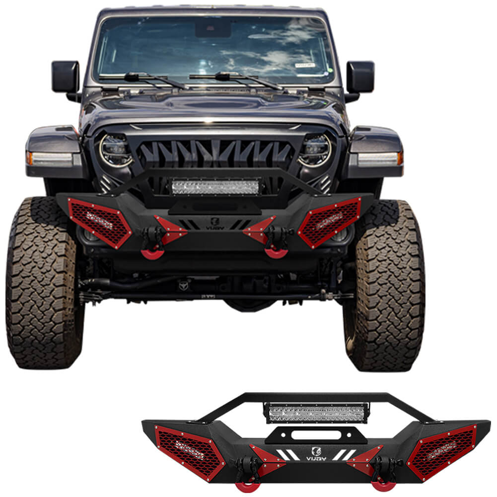 Vijay Front Bumper Fits 2007-2024 Jeep Wrangler JK/JKU/JL/JLU and 2020-2024 Jeep Gladiator JT