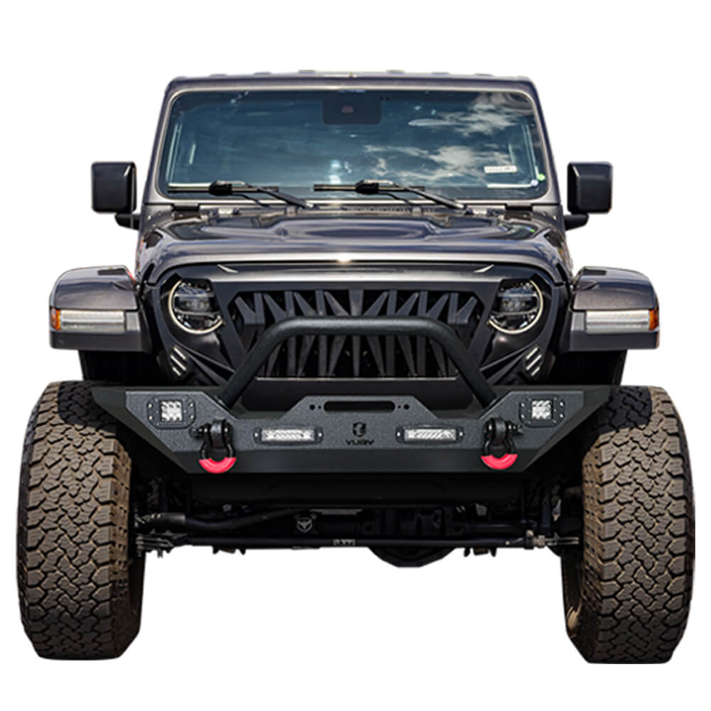 Vijay Front Bumper Fits 2007-2024 Jeep Wrangler JK/JKU/JL/JLU and 2020-2024 Jeep Gladiator JT