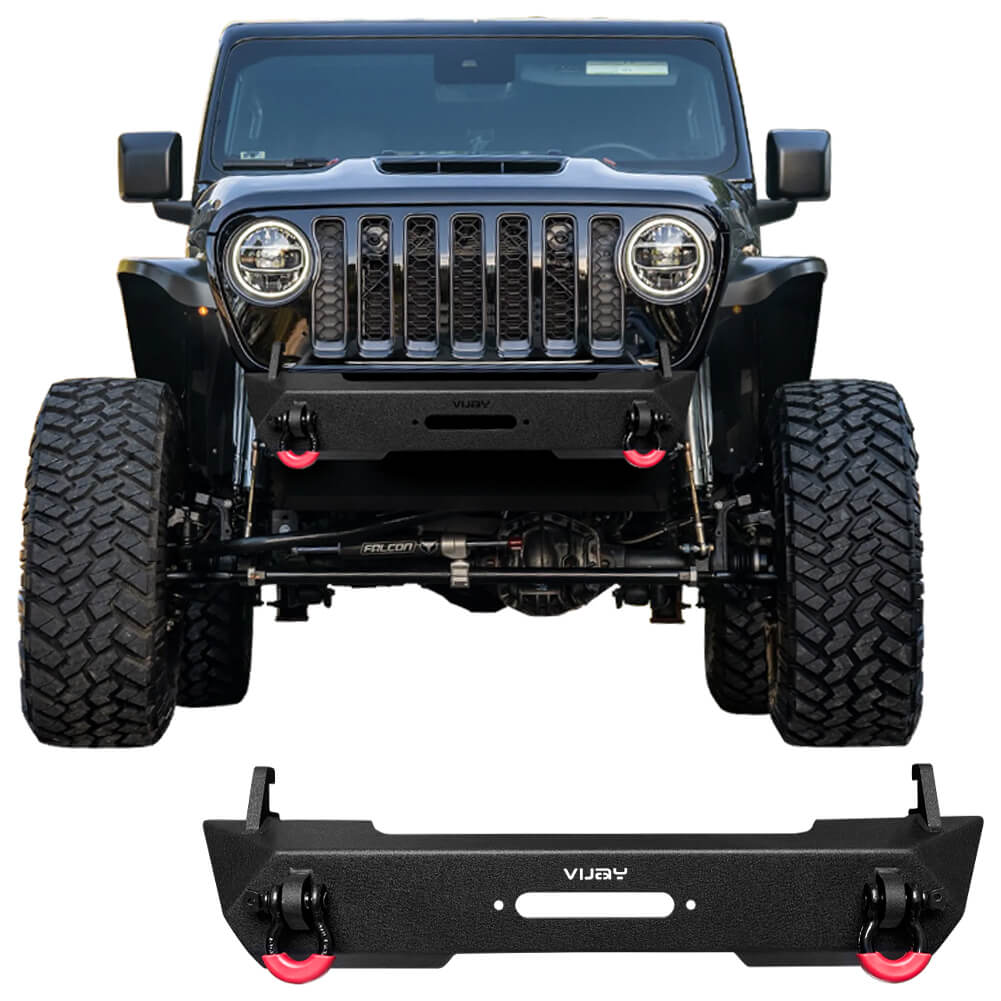 Vijay Front Bumper Fits 2007-2024 Jeep Wrangler JK/JKU/JL/JLU and 2020-2024 Jeep Gladiator JT