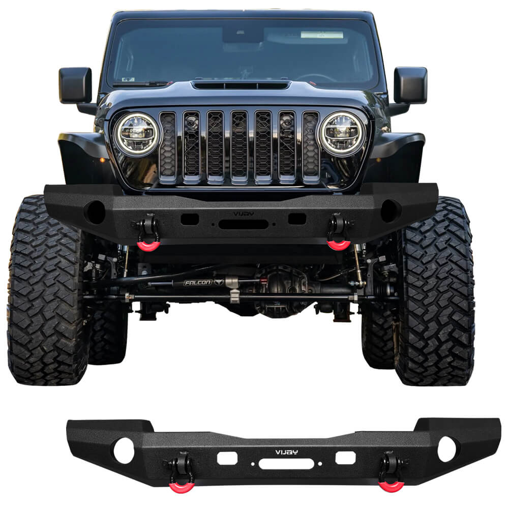 Vijay Front Bumper Fits 2007-2024 Jeep Wrangler JK/JKU/JL/JLU and 2020-2024 Jeep Gladiator JT