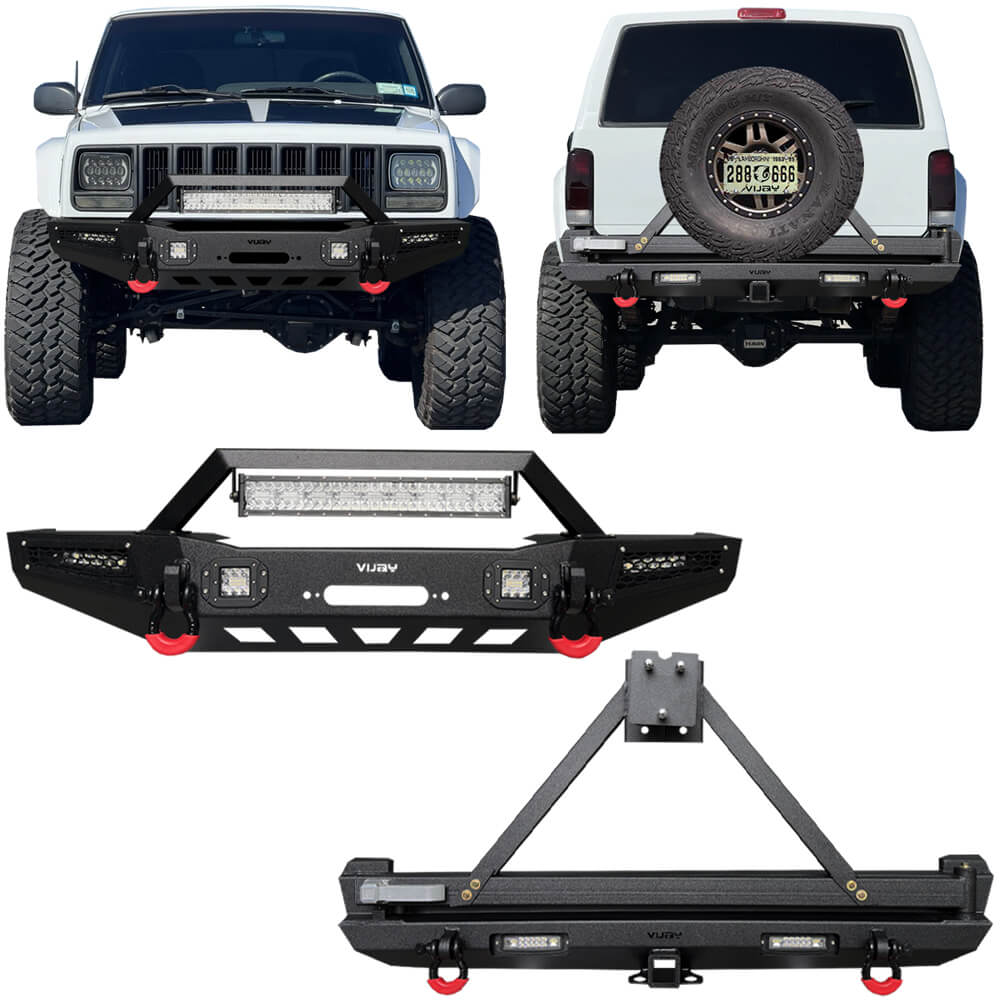 Vijay Front Bumper and Rear Bumper Fits 1984-2001 Jeep Cherokee XJ