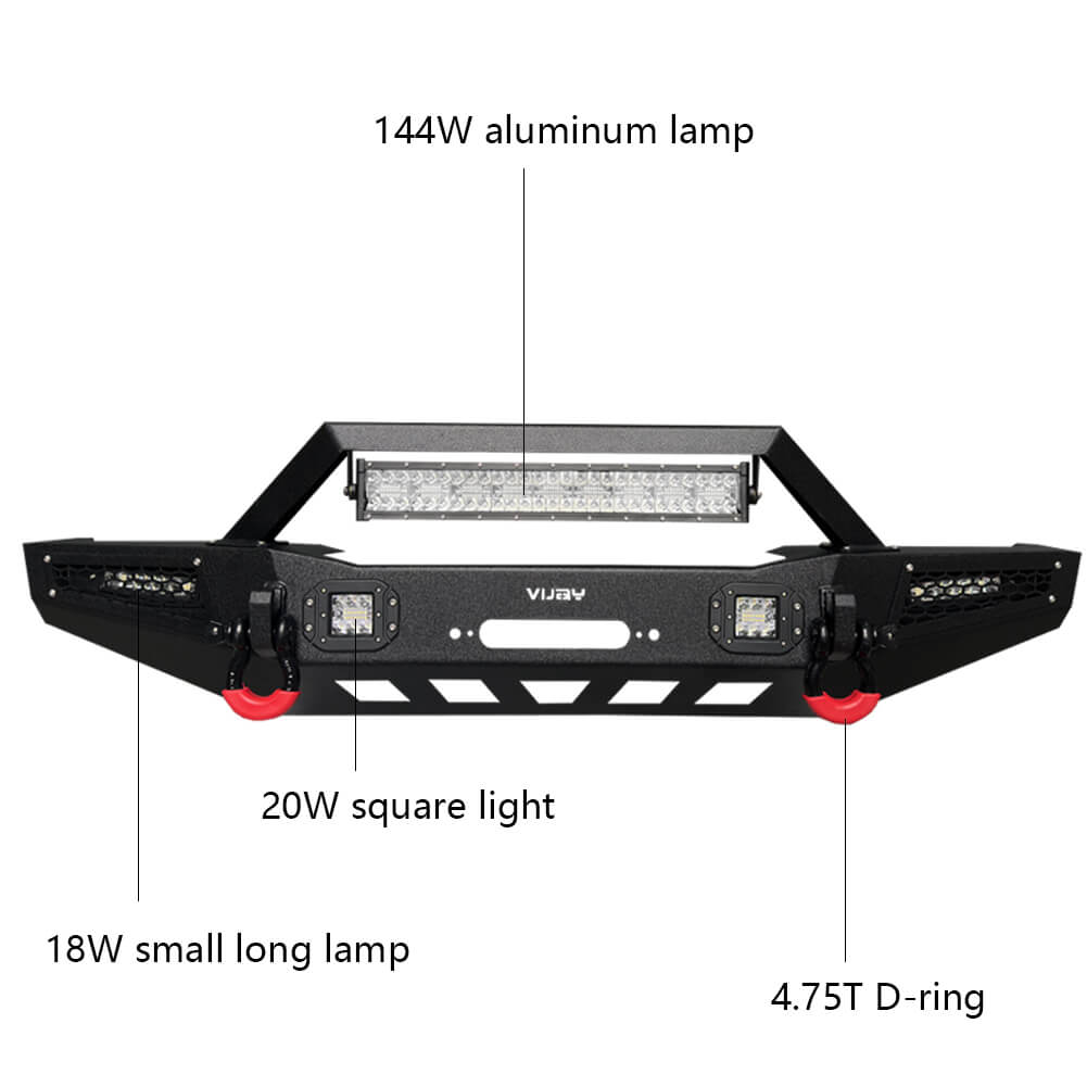 Vijay Front Bumper Fits 1984-2001 Cherokee XJ and 1984-2001 Comanche MJ