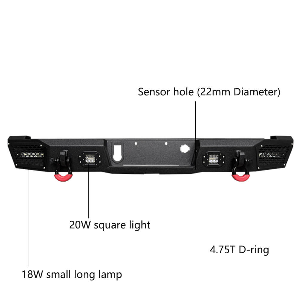 Vijay Rear Bumper Fits 2015-2022 GMC Canyon and 2015-2022 Chevy Colorado