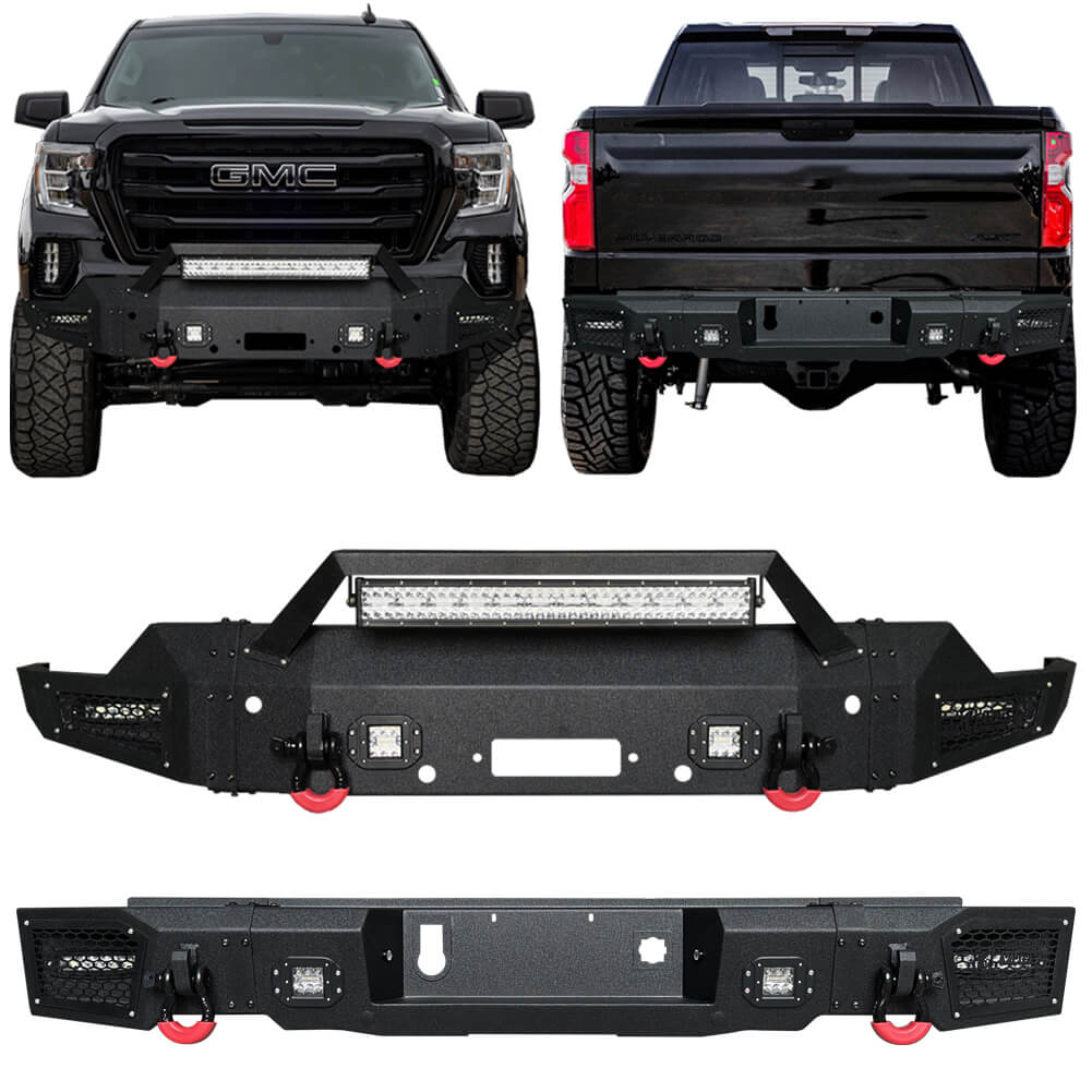 Vijay Front Bumper and Rear Bumper Fits 2019-2021 GMC Sierra 1500 and 2022 GMC Sierra 1500 Limited