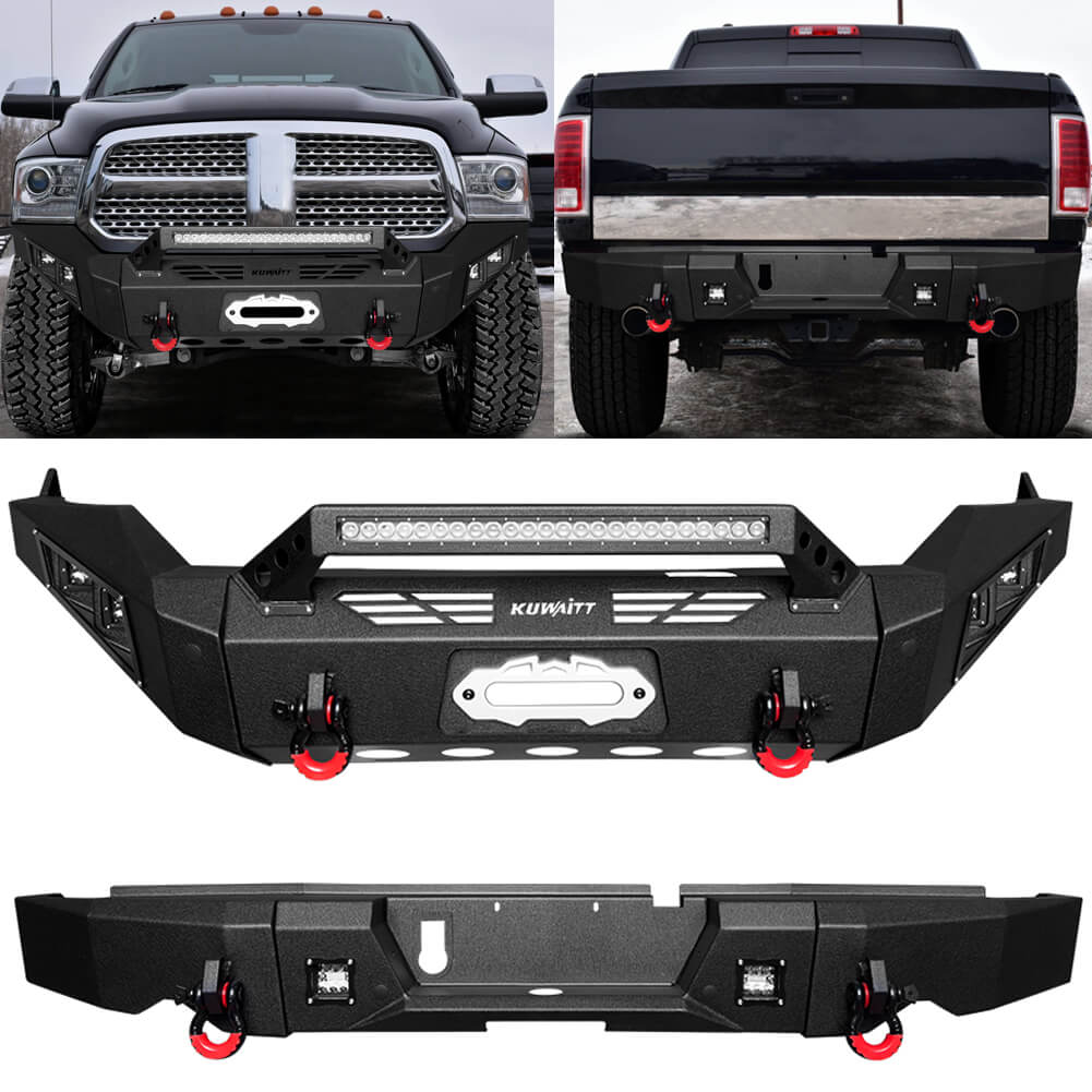 Vijay Front and Rear Bumper Fits 2013-2018 Dodge RAM 1500(Exclude Rebel) and 2019-2024 RAM 1500 Classic