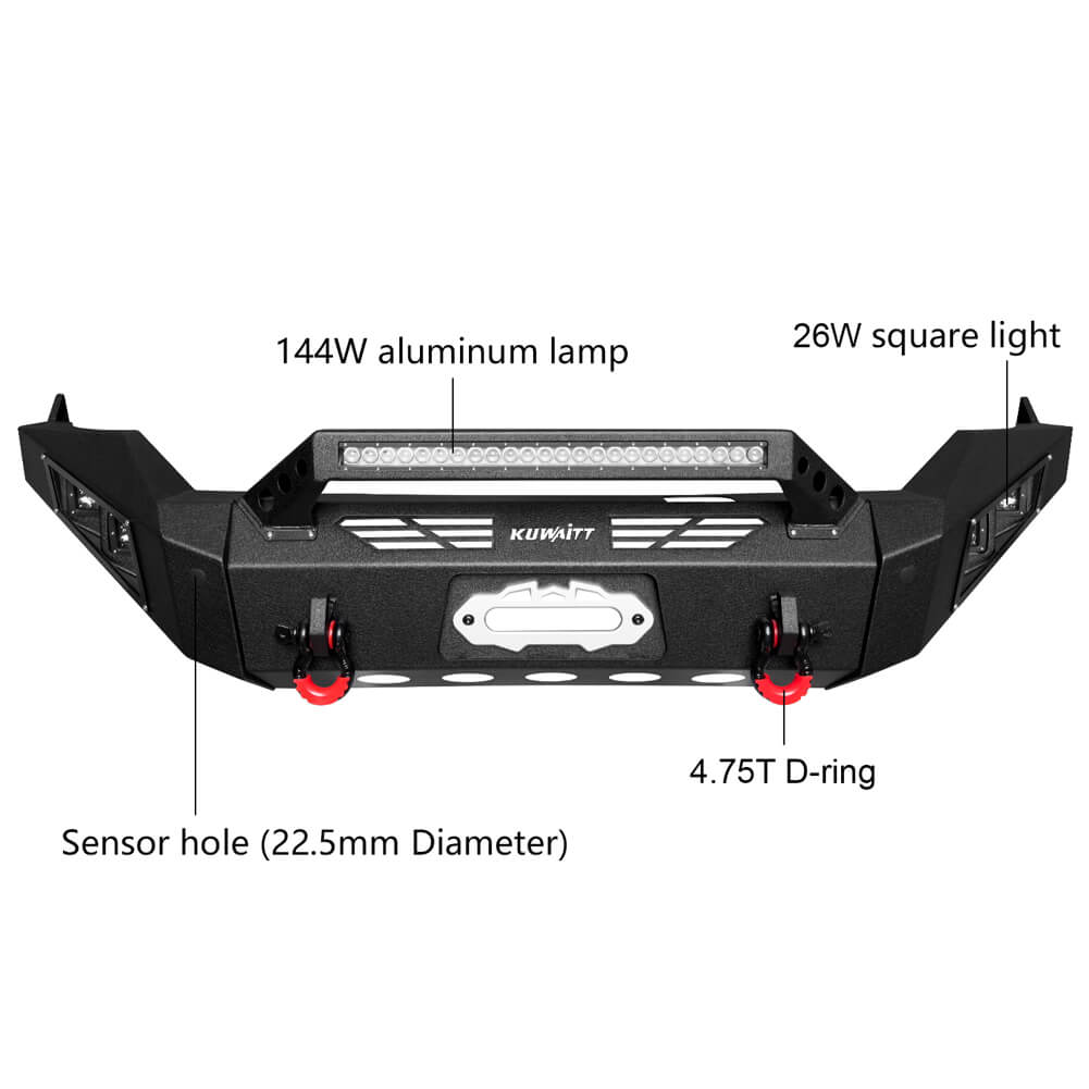 Vijay Front and Rear Bumper Fits 2013-2018 Dodge RAM 1500(Exclude Rebel) and 2019-2024 RAM 1500 Classic