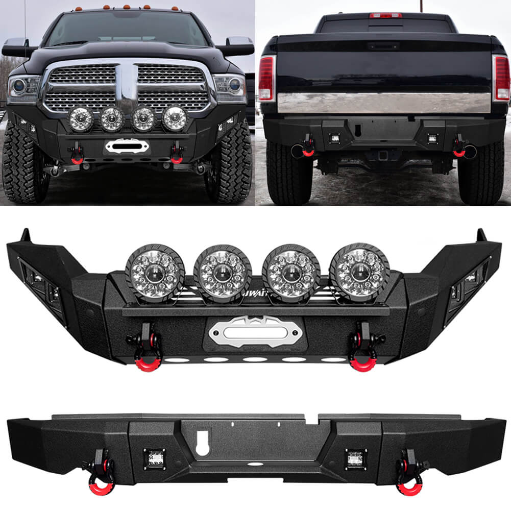 Vijay Front and Rear Bumper Fits 2013-2018 Dodge RAM 1500(Exclude Rebel) and 2019-2024 RAM 1500 Classic