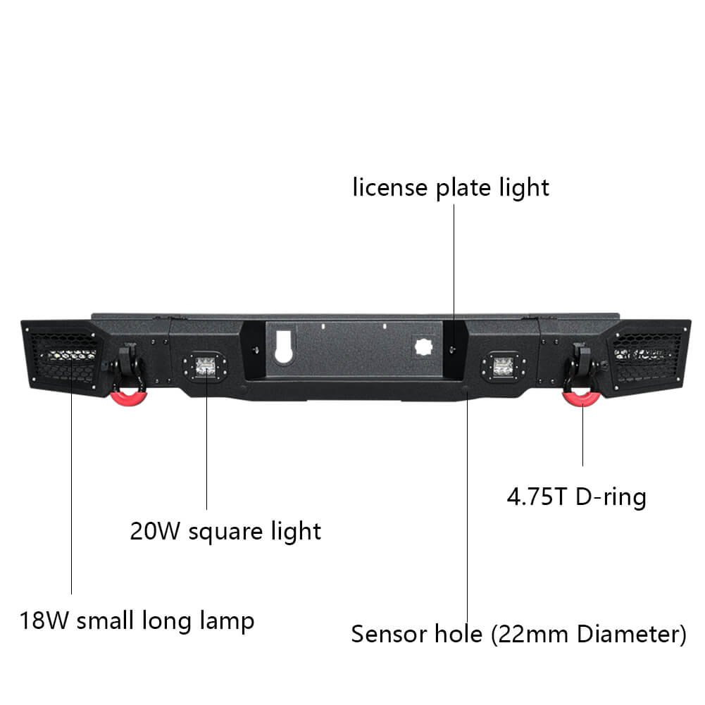 Vijay Rear Bumper Fits 2019-2023 Chevrolet Silverado 1500丨 GMC Sierra 1500