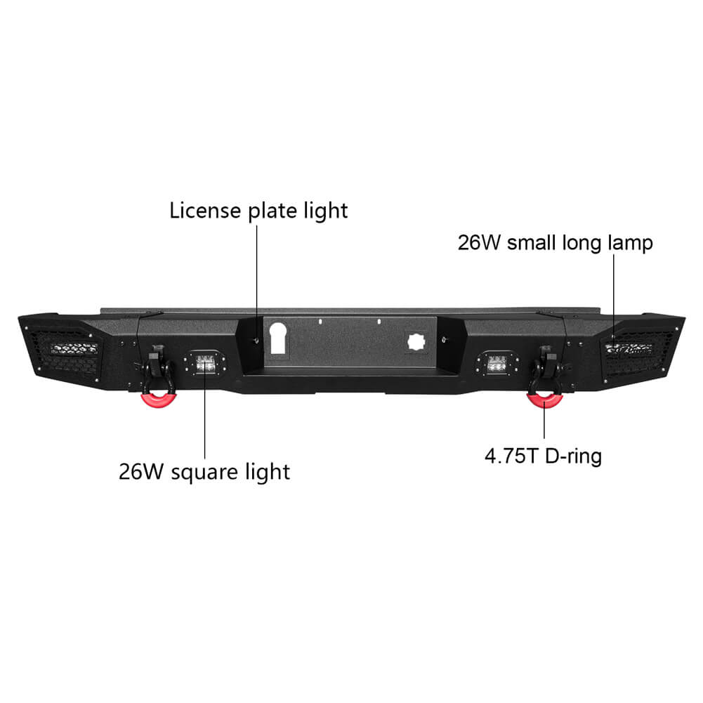 Vijay Rear Bumper Fits 2015-2019 GMC Sierra 2500丨3500 and Chevy Silverado 2500丨3500