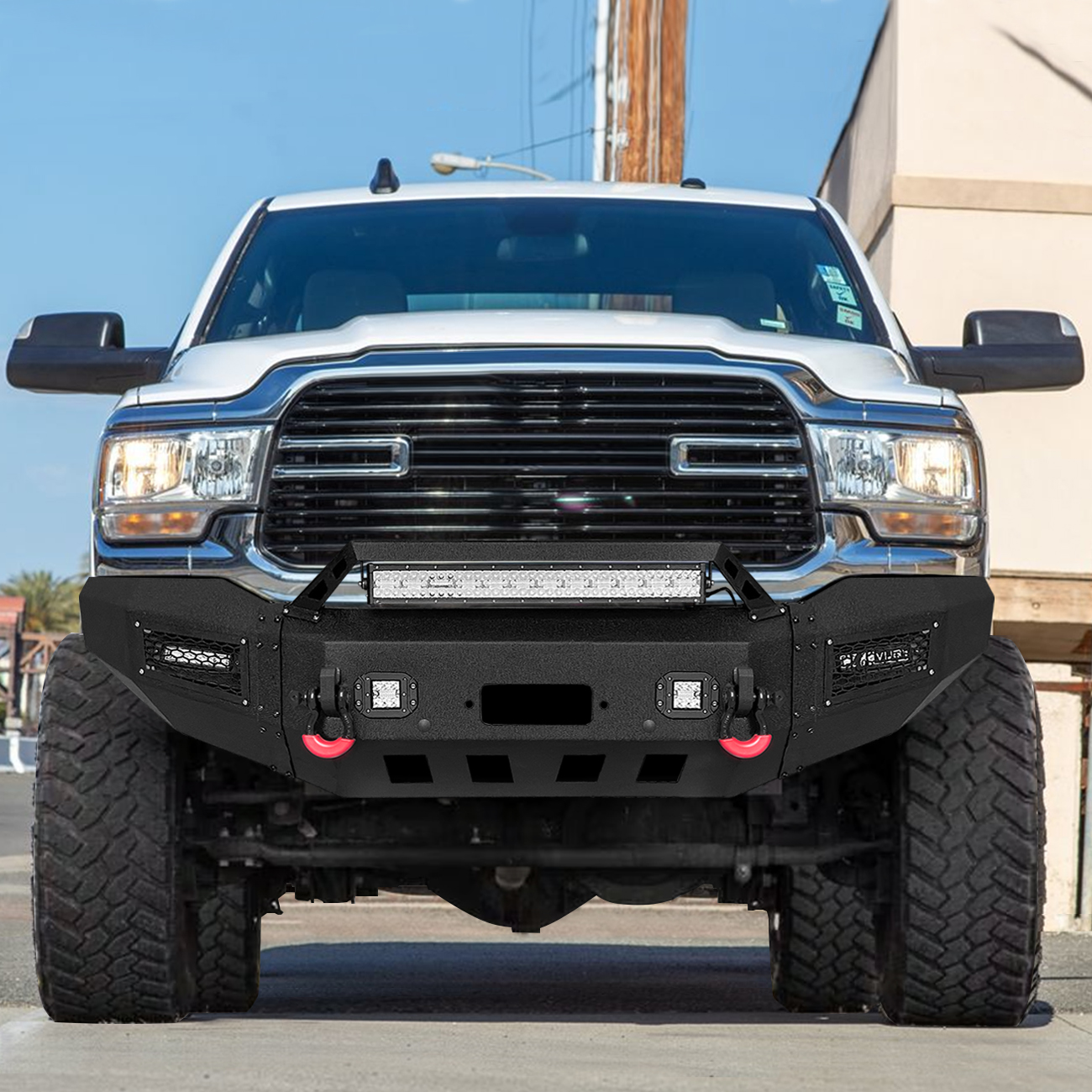 Vijay Steel Front & Rear Bumper Combo For 2010-2018 Dodge Ram 2500/3500 W/ Winch Plate