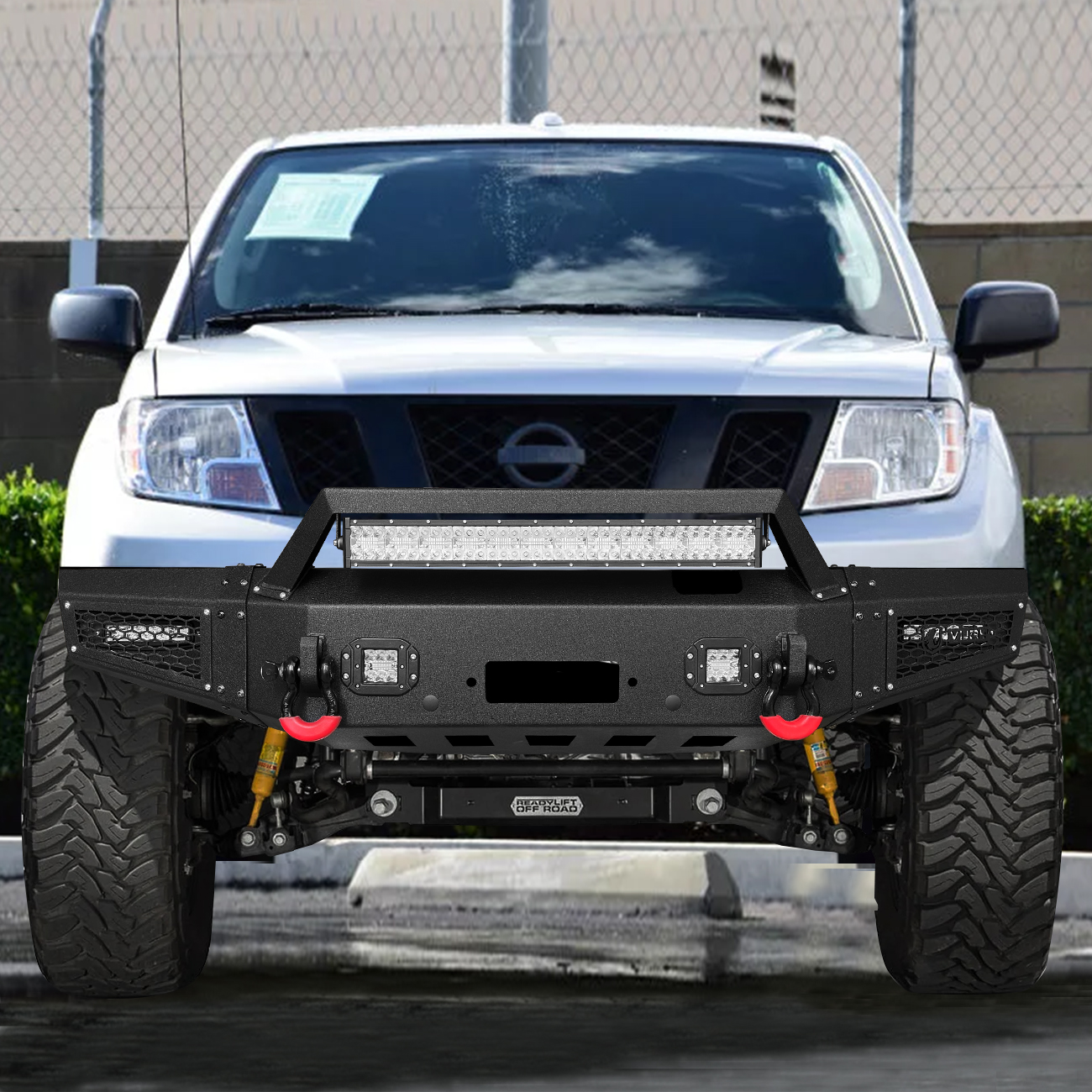 Black Powder-Coated Steel Rear Bumper For Nissan Frontier 2005-2021 - Bolt-On Replacement