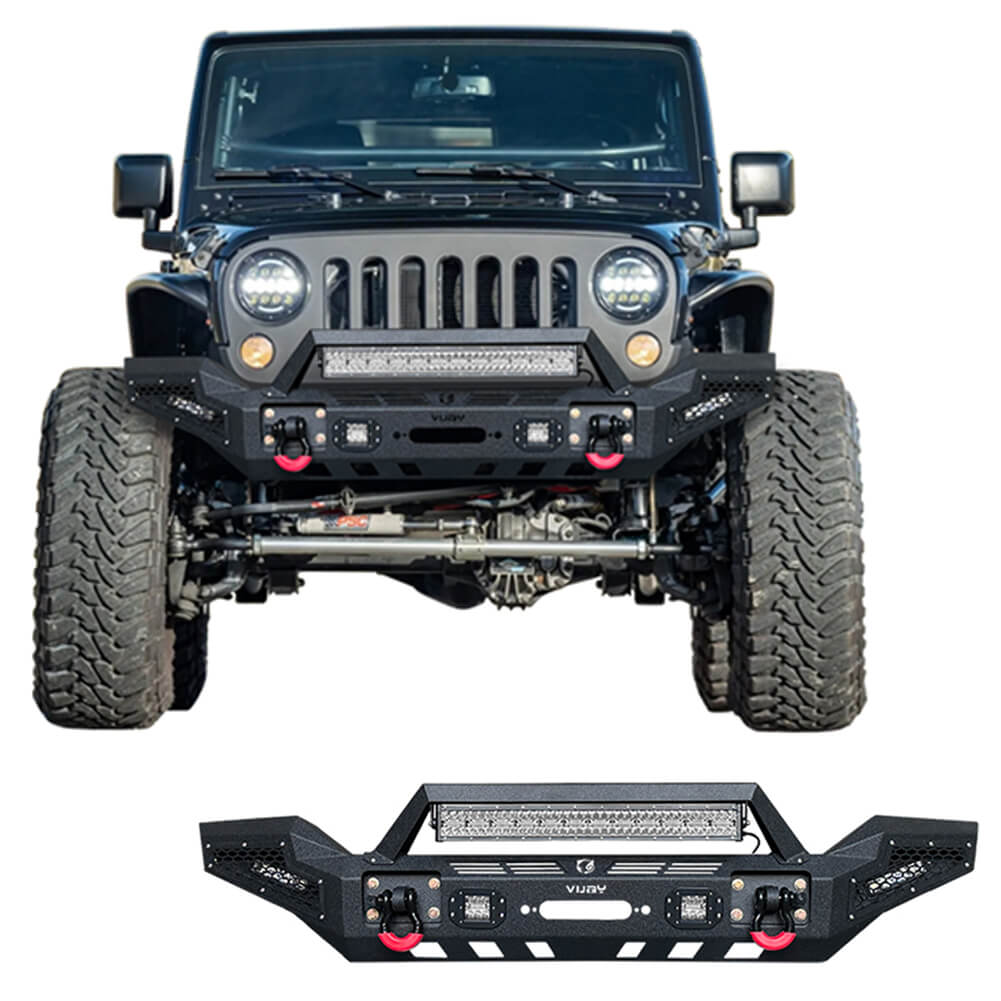 Vijay Front Bumper Fits 2007-2024 Jeep Wrangler JK/JKU/JL/JLU and 2020-2024 Jeep Gladiator JT