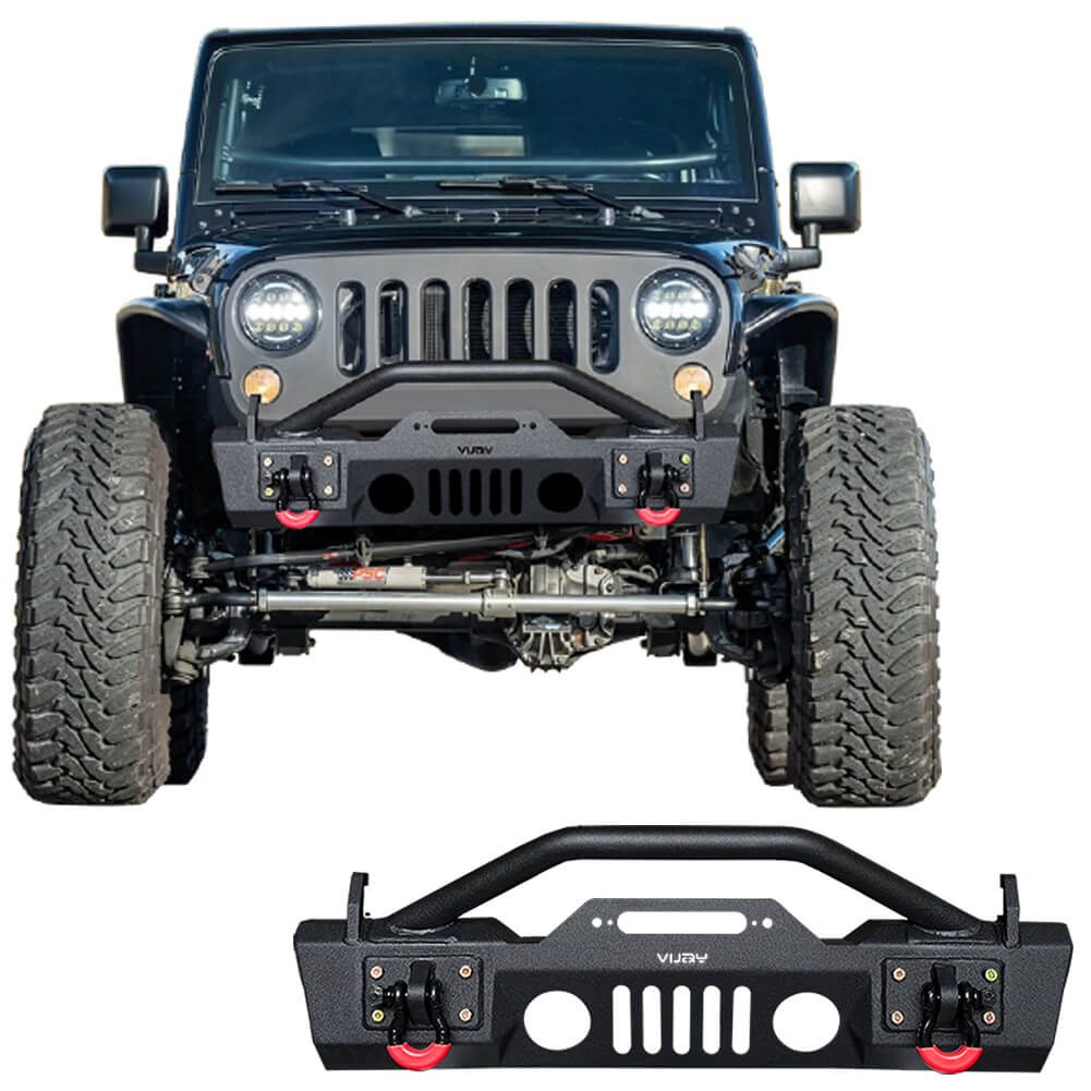 Vijay Front Bumper Fits 2007-2024 Jeep Wrangler JK/JKU/JL/JLU and 2020-2024 Jeep Gladiator JT