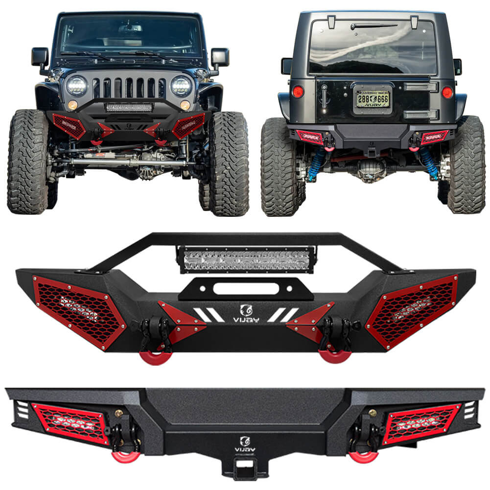 Vijay Front and Rear Bumper Fits 2007-2018 Jeep Wrangler JK/JKU