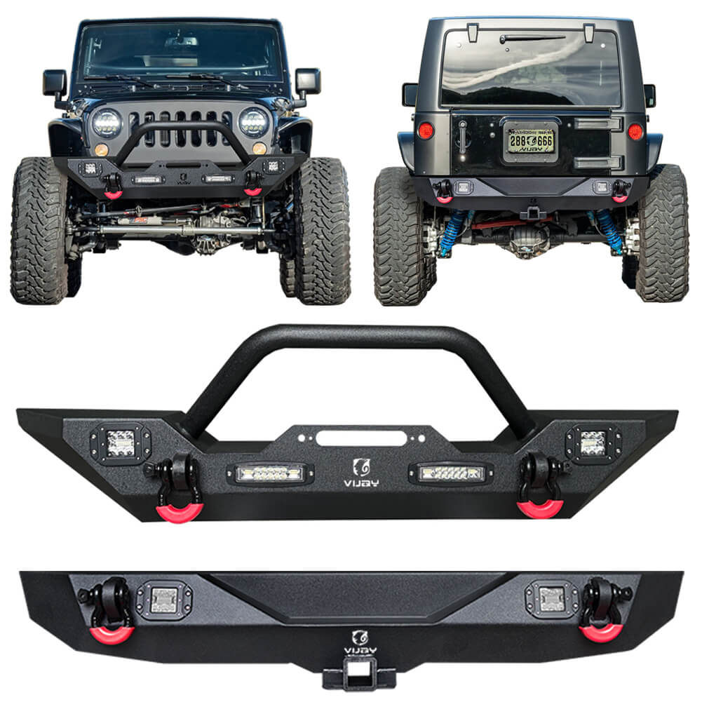 Vijay Front and Rear Bumper Fits 2007-2018 Jeep Wrangler JK/JKU