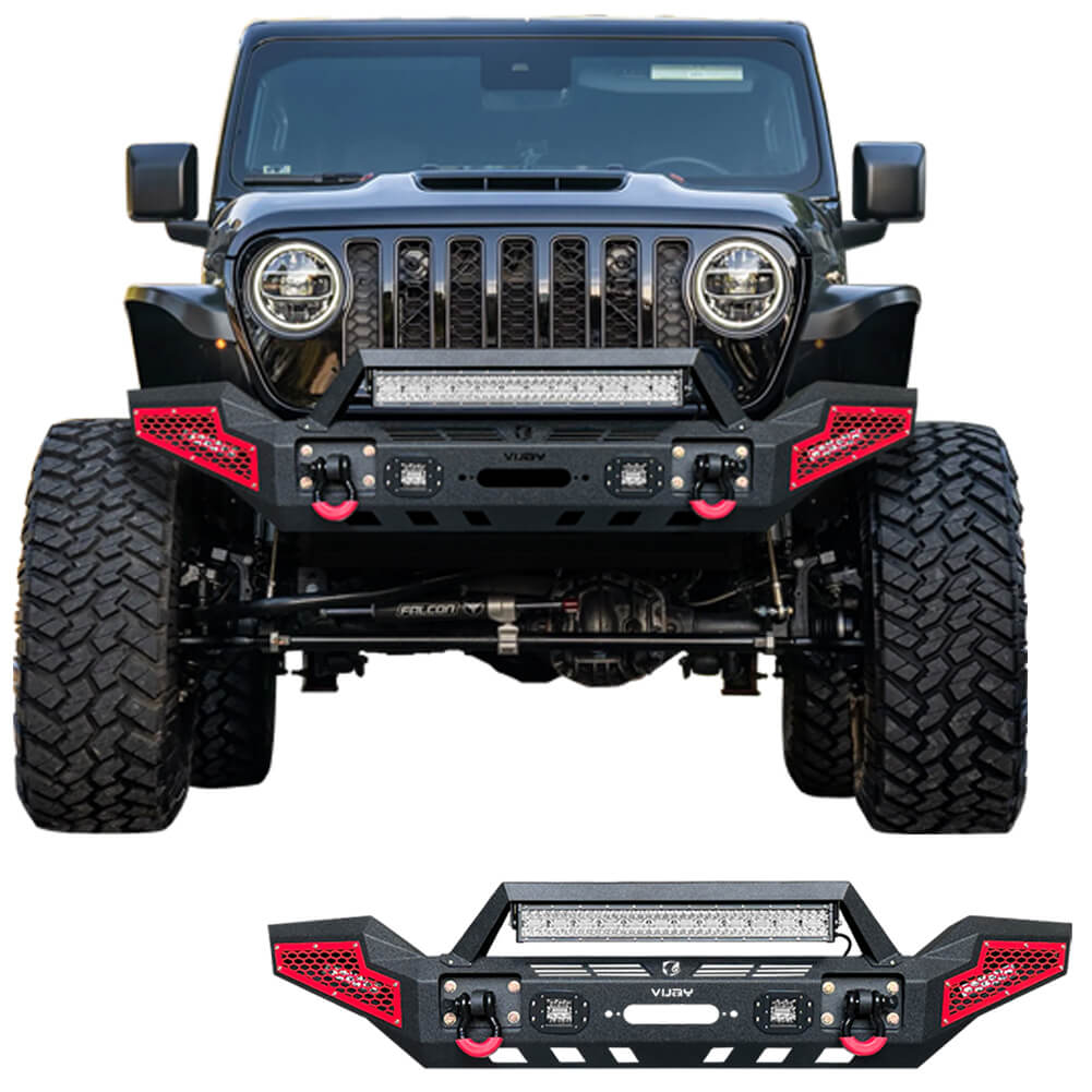 Vijay Front Bumper Fits 2007-2024 Jeep Wrangler JK/JKU/JL/JLU and 2020-2024 Jeep Gladiator JT