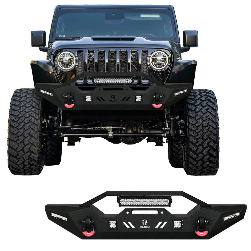 Vijay Front Bumper Fits 2007-2023 Jeep Wrangler JK/JKU/JL/JLU and 2020-2023 Jeep Gladiator JT