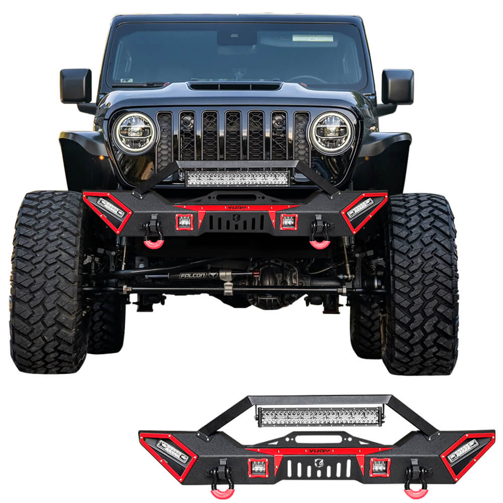 Vijay Front Bumper Fits 2007-2024 Jeep Wrangler JK/JKU/JL/JLU and 2020-2024 Jeep Gladiator JT