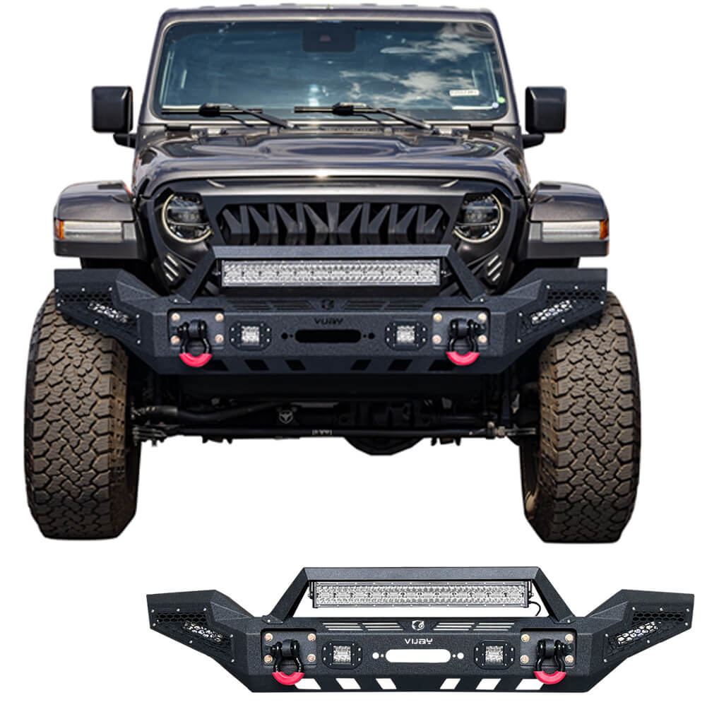 Vijay Front Bumper Fits 2007-2024 Jeep Wrangler JK/JKU/JL/JLU and 2020-2024 Jeep Gladiator JT