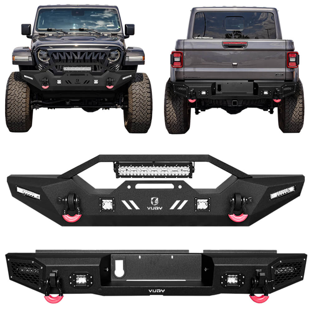 Vijay Steel Front & Rear Bumper With Winch Plate For 2020-2024 Jeep Gladiator JT
